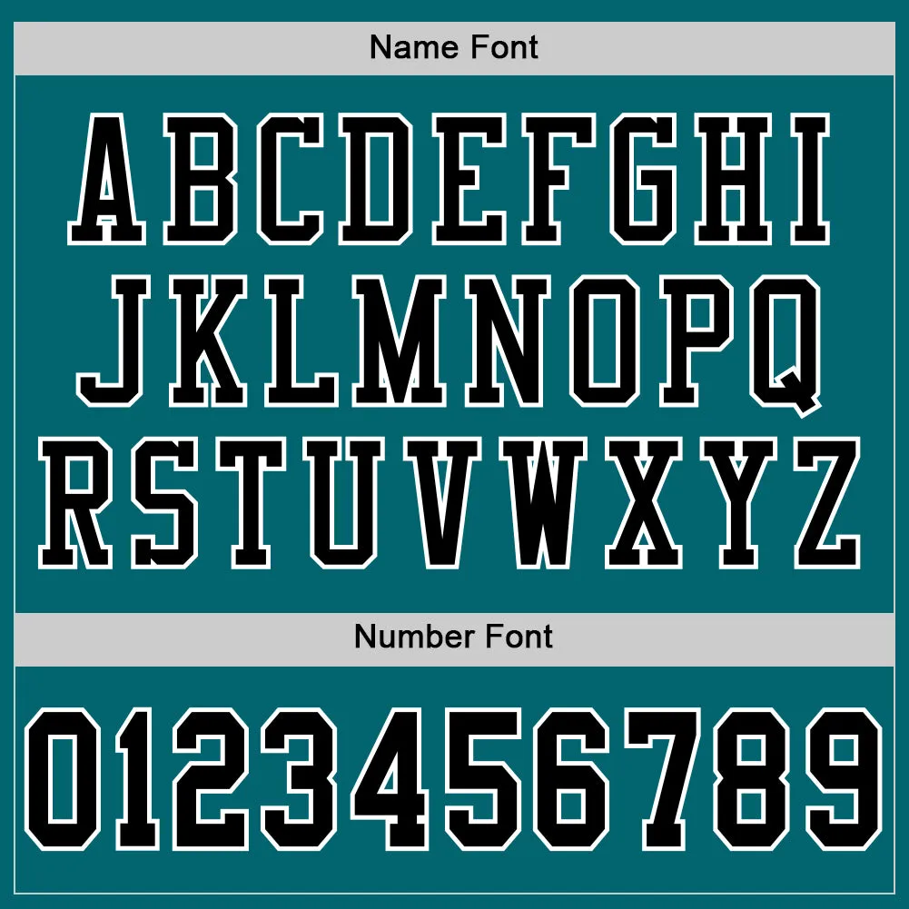 Custom Teal Black-White Mesh Authentic Football Jersey FansIdea