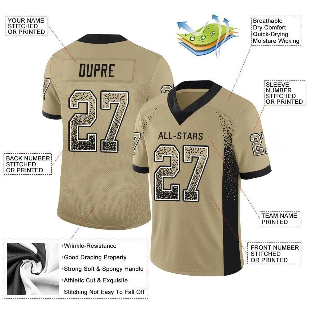 Custom Vegas Gold Black-White Mesh Drift Fashion Football Jersey FansIdea