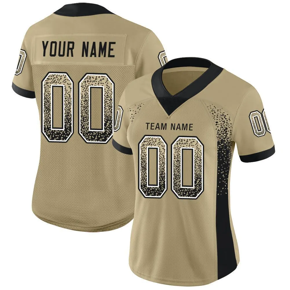Custom Vegas Gold Black-White Mesh Drift Fashion Football Jersey FansIdea