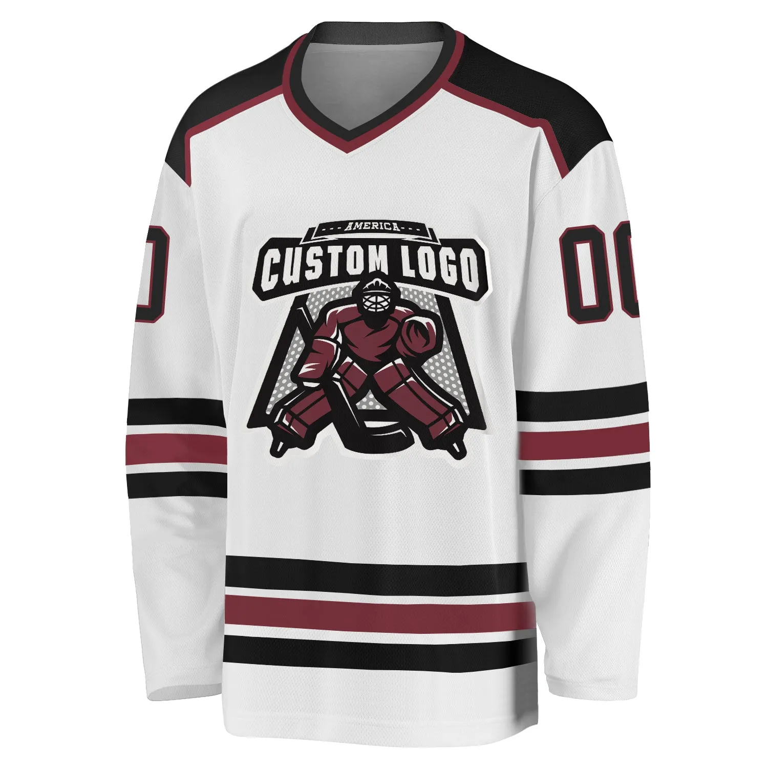 Custom White Black-Burgundy Hockey Jersey FansIdea