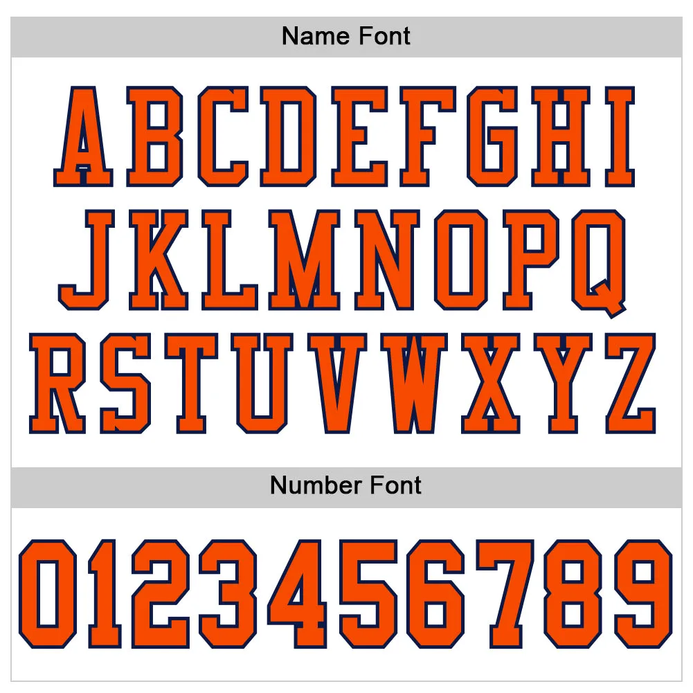 Custom White Orange-Navy Mesh Authentic Football Jersey FansIdea