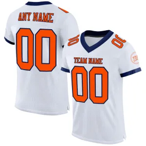 Custom White Orange-Navy Mesh Authentic Football Jersey FansIdea