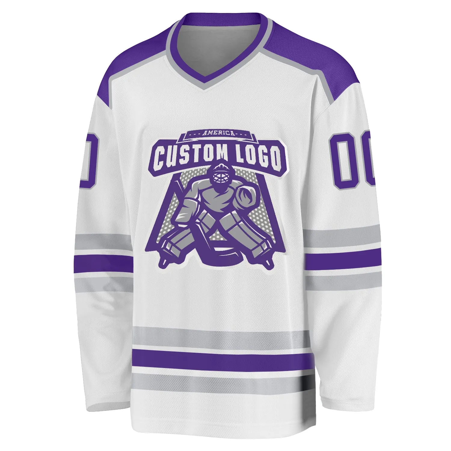 Custom White Purple-Gray Hockey Jersey FansIdea