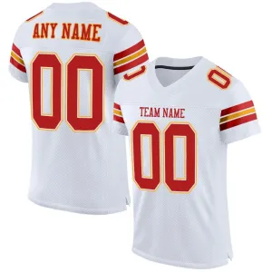 Custom White Scarlet-Gold Mesh Authentic Football Jersey FansIdea