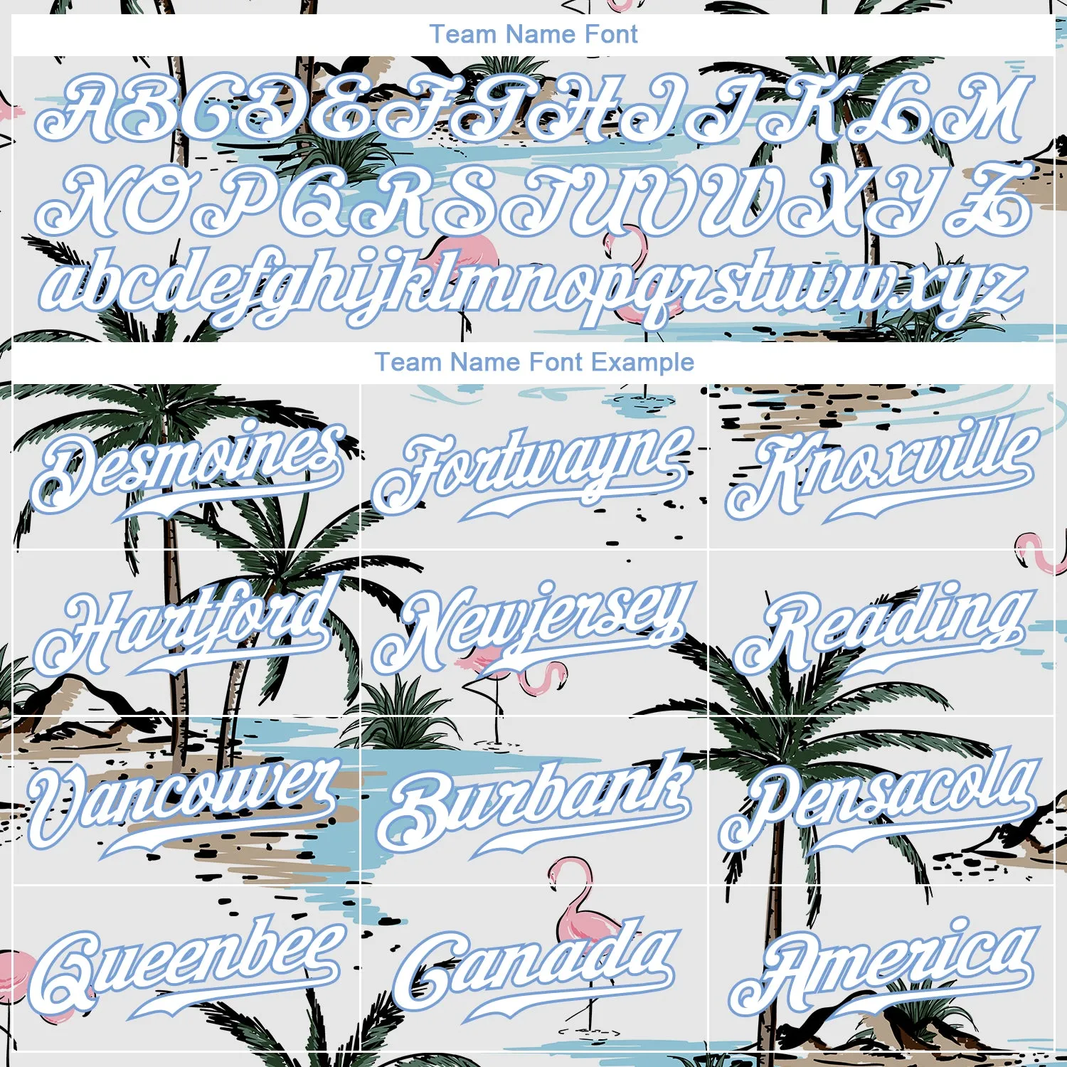 Custom White White-Light Blue 3D Pattern Design Hawaii Palm Trees Authentic Baseball Jersey FansIdea