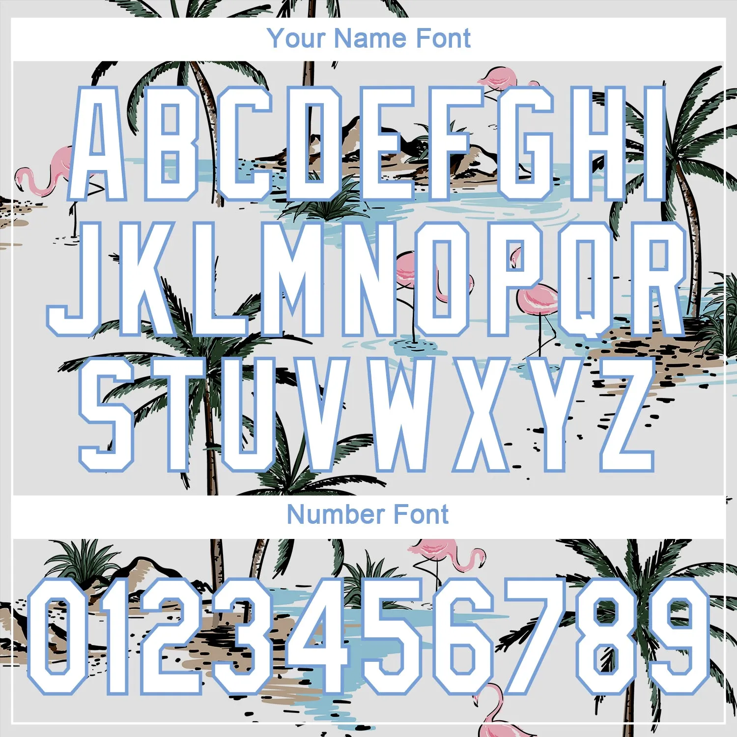 Custom White White-Light Blue 3D Pattern Design Hawaii Palm Trees Authentic Baseball Jersey FansIdea