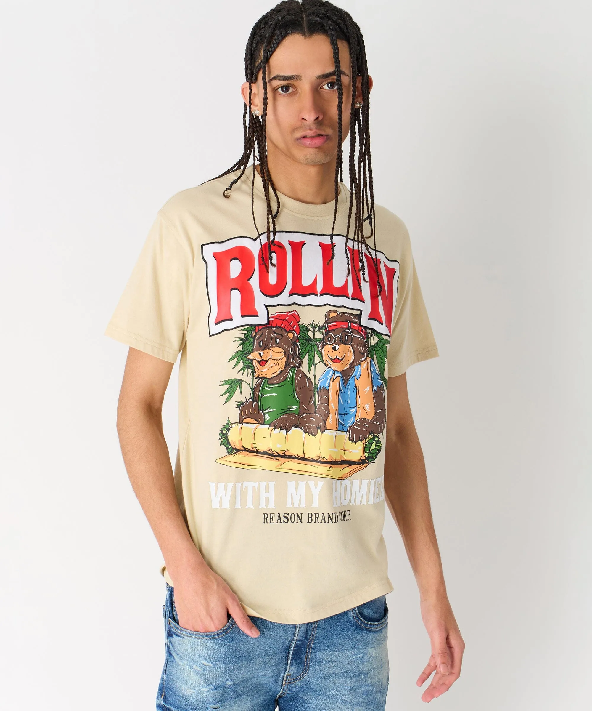 Doorbuster Cheech & Chong Rollin Homies Short Sleeve Tee - Khaki  Stylish & Comfortable