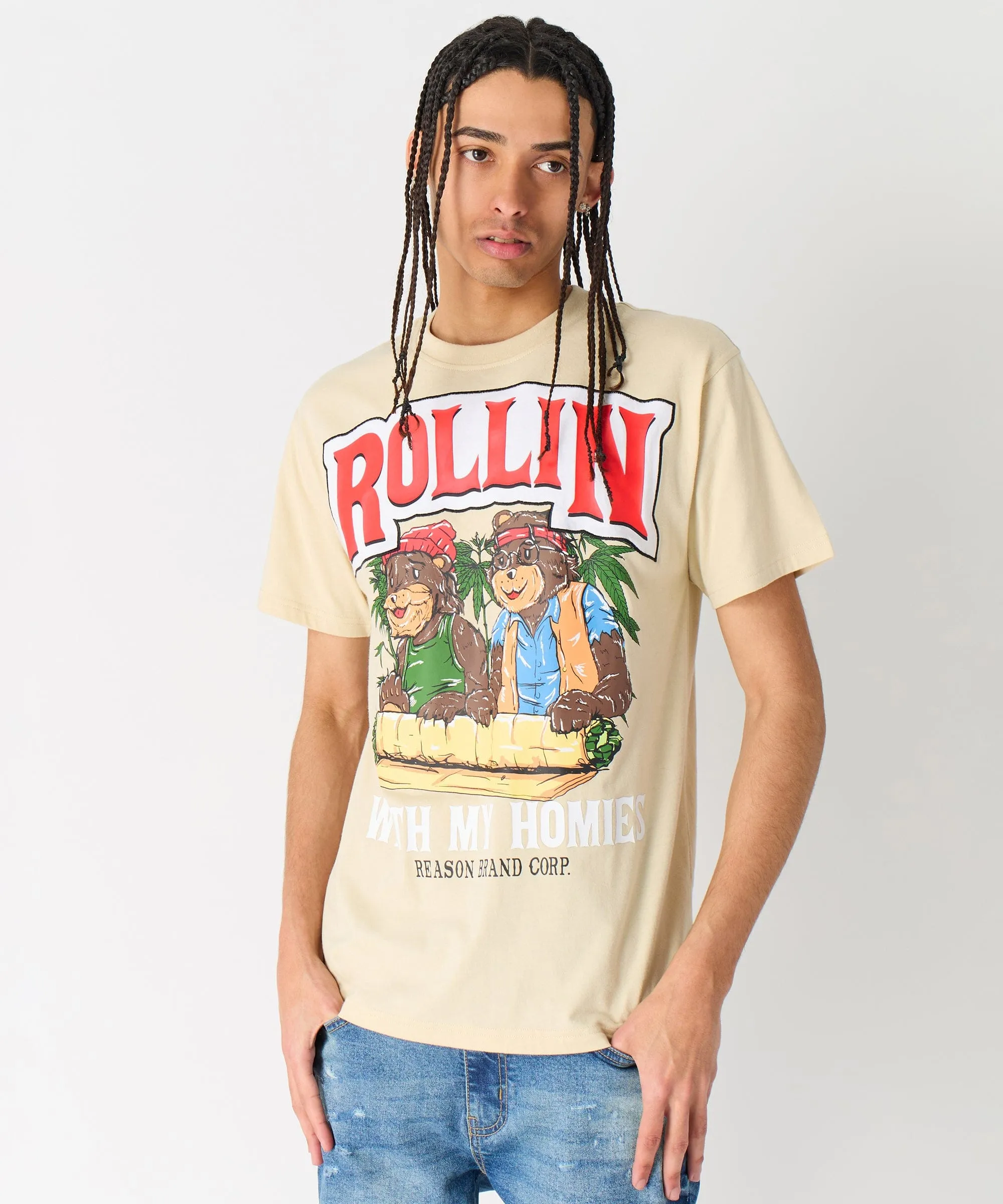 Doorbuster Cheech & Chong Rollin Homies Short Sleeve Tee - Khaki  Stylish & Comfortable