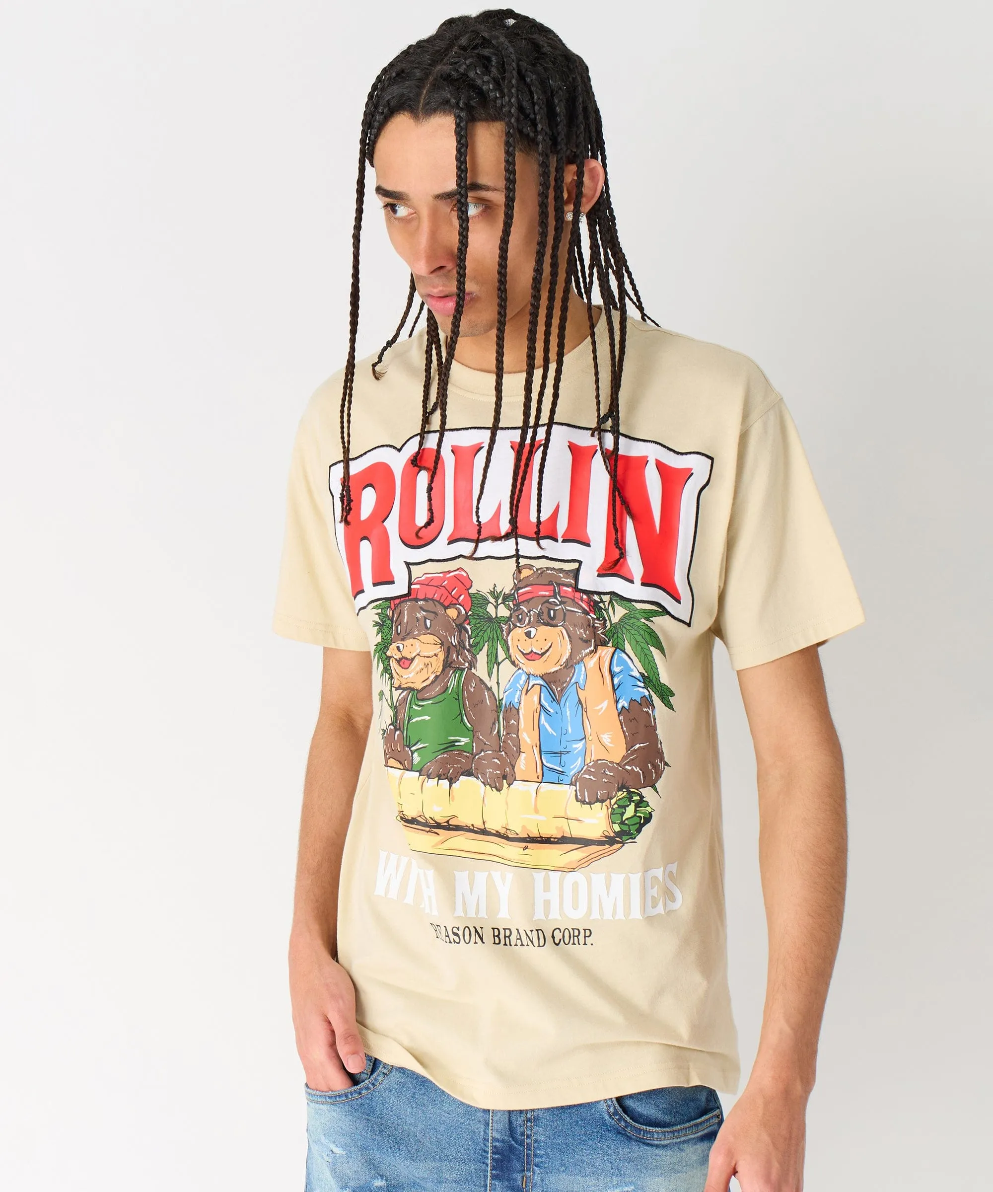 Doorbuster Cheech & Chong Rollin Homies Short Sleeve Tee - Khaki  Stylish & Comfortable