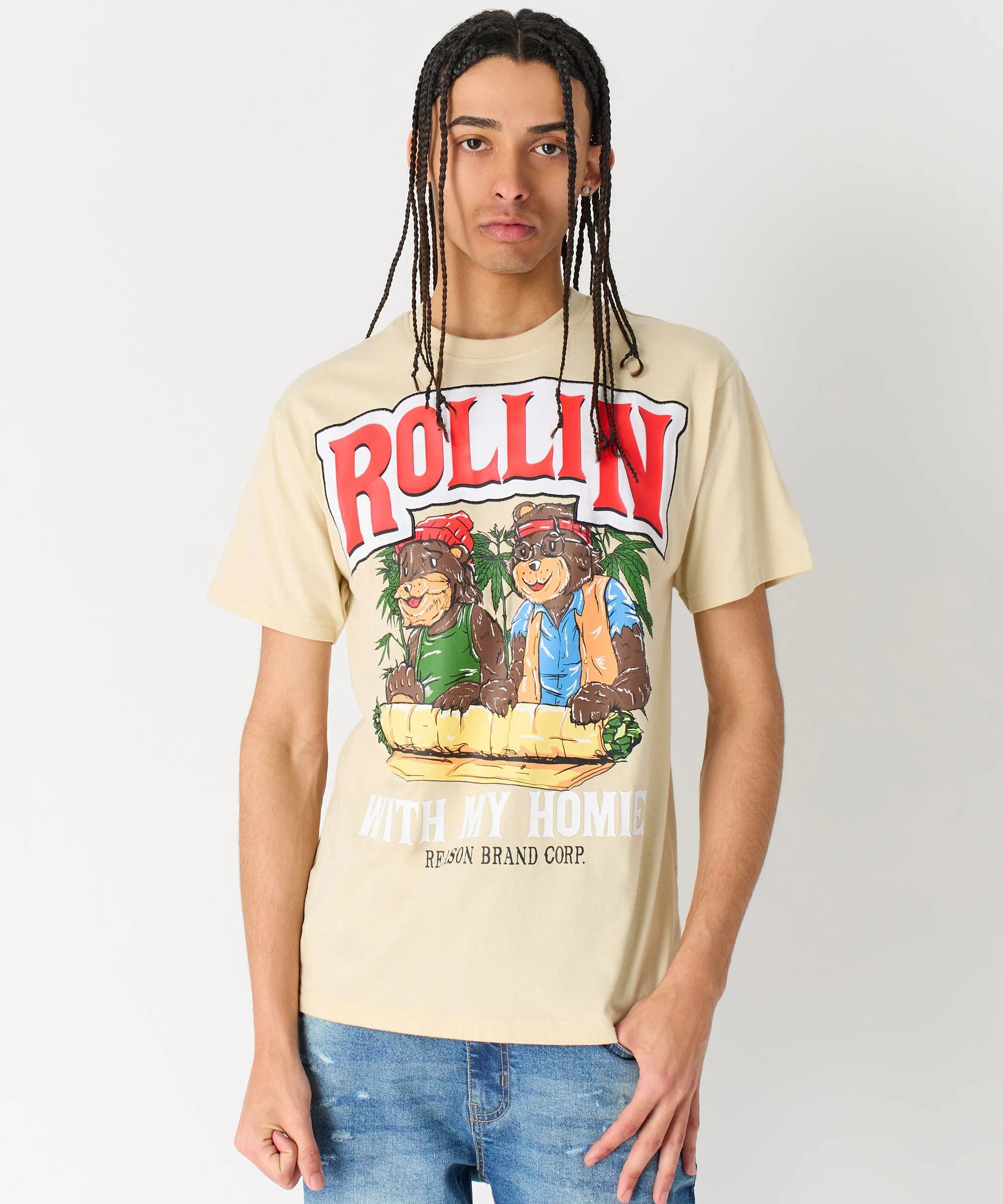 Doorbuster Cheech & Chong Rollin Homies Short Sleeve Tee - Khaki  Stylish & Comfortable