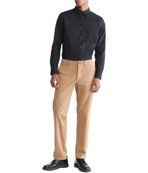 Doorbuster Long Sleeve Solid Stretch Slim Woven Shirt Black  Limited Availability!