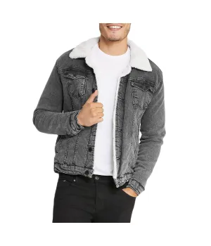 Doorbuster Sherpa Collar Gray Denim Jacket  Almost Sold Out!