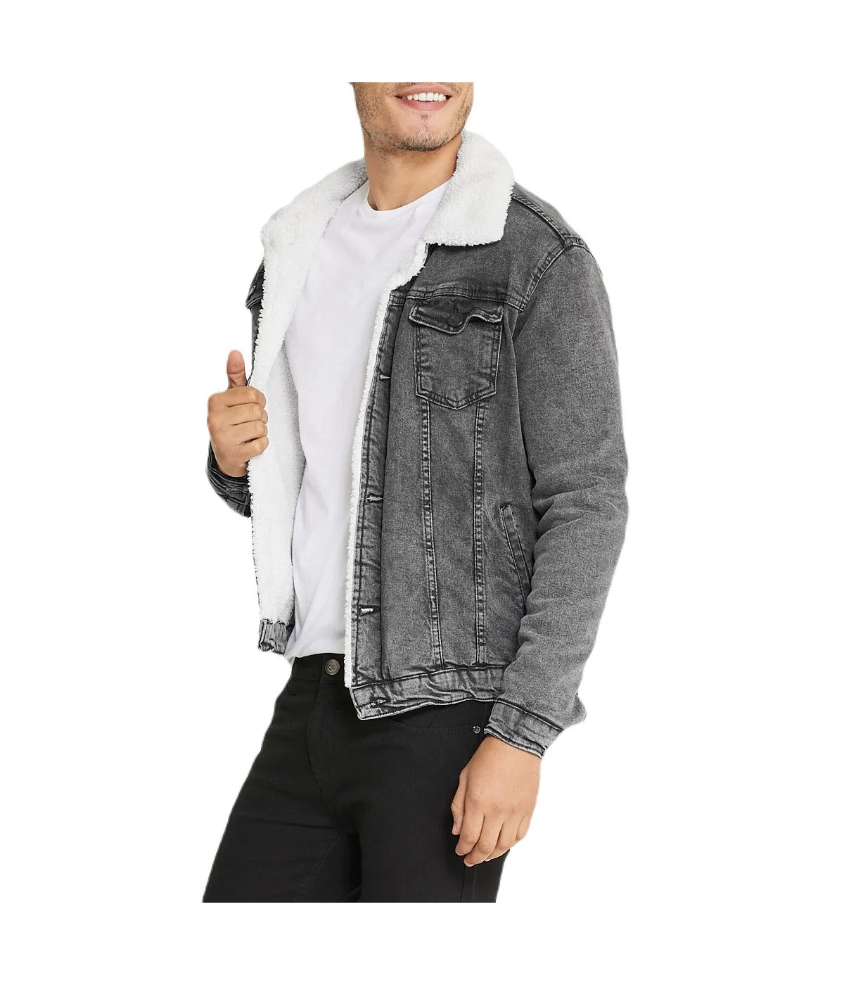 Doorbuster Sherpa Collar Gray Denim Jacket  Almost Sold Out!