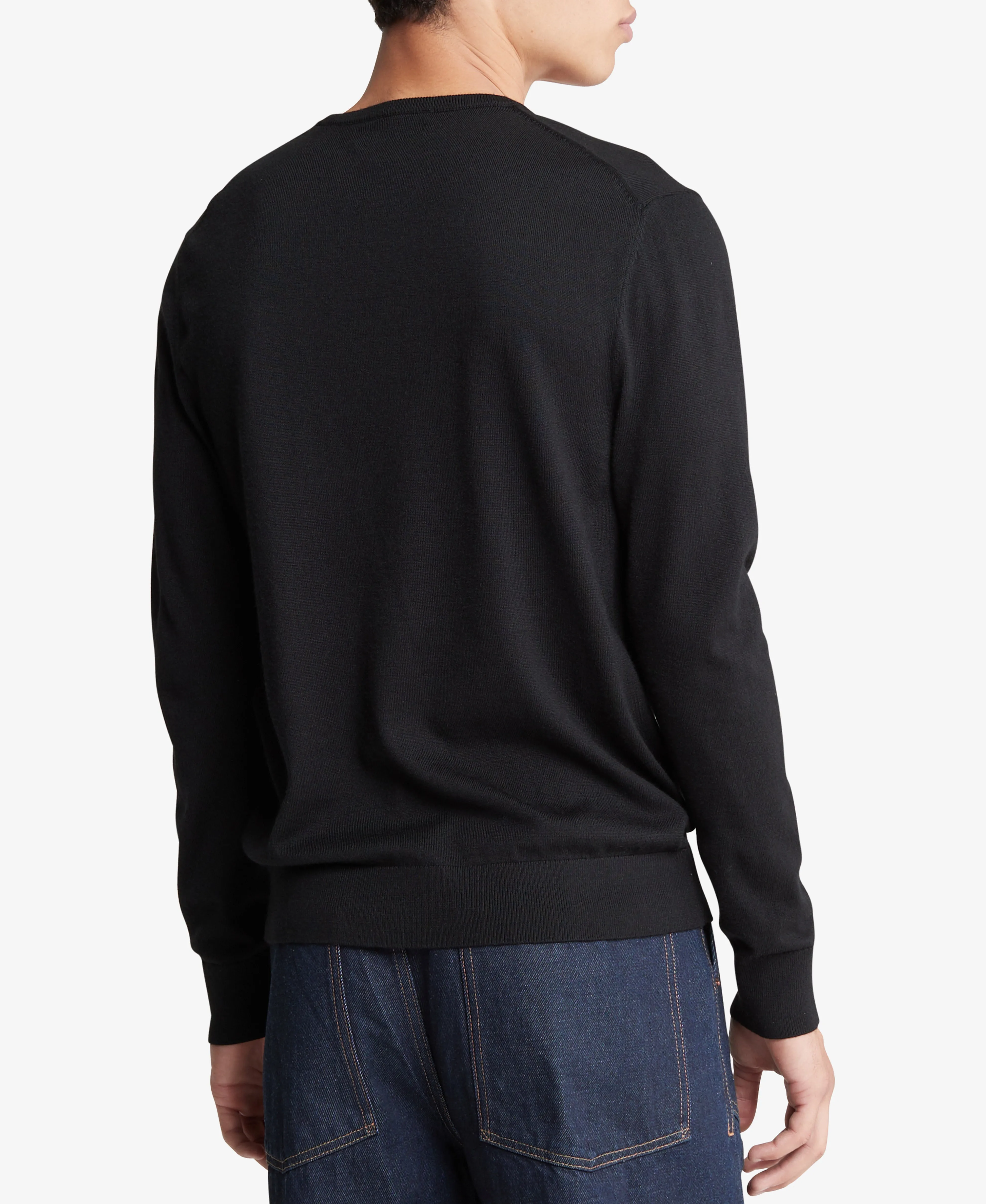 Editors Pick Long Sleeve Solid Extrafine Merino Crew 14Gg Black  Last Chance!