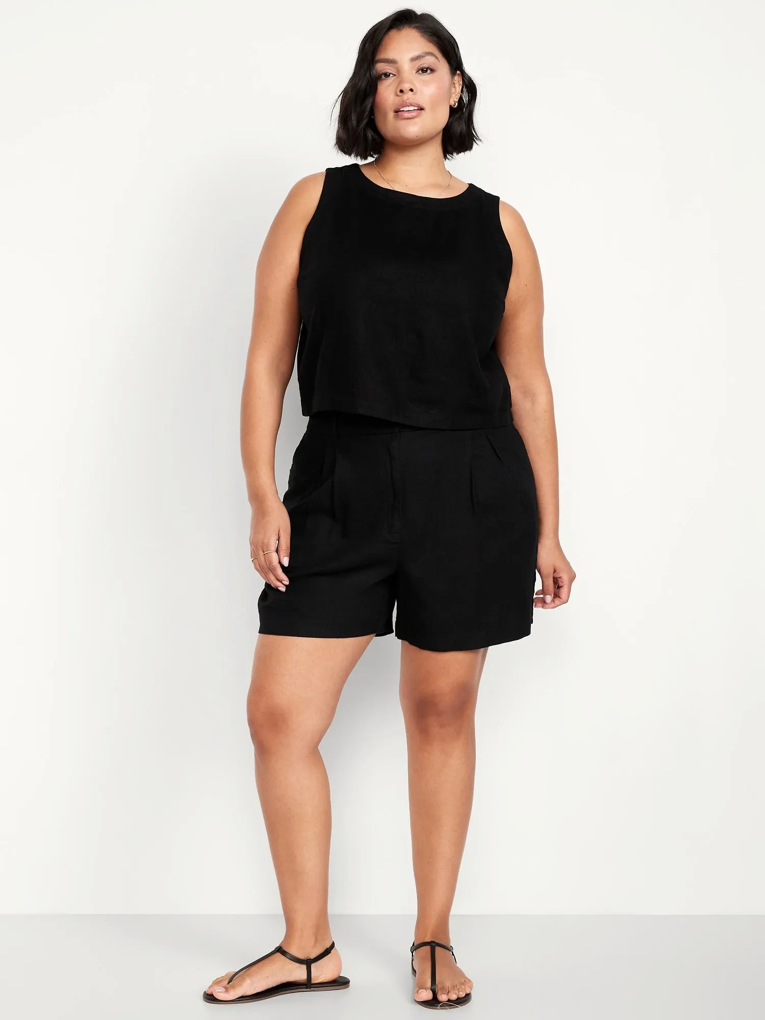 Extra High-Waisted Linen-Blend Taylor Trouser Shorts -- 5-inch inseam