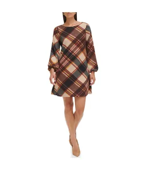 Final Few 1Pc Puff Sleeve Trap Knit Melange Plaid Rust  Ends Soon!