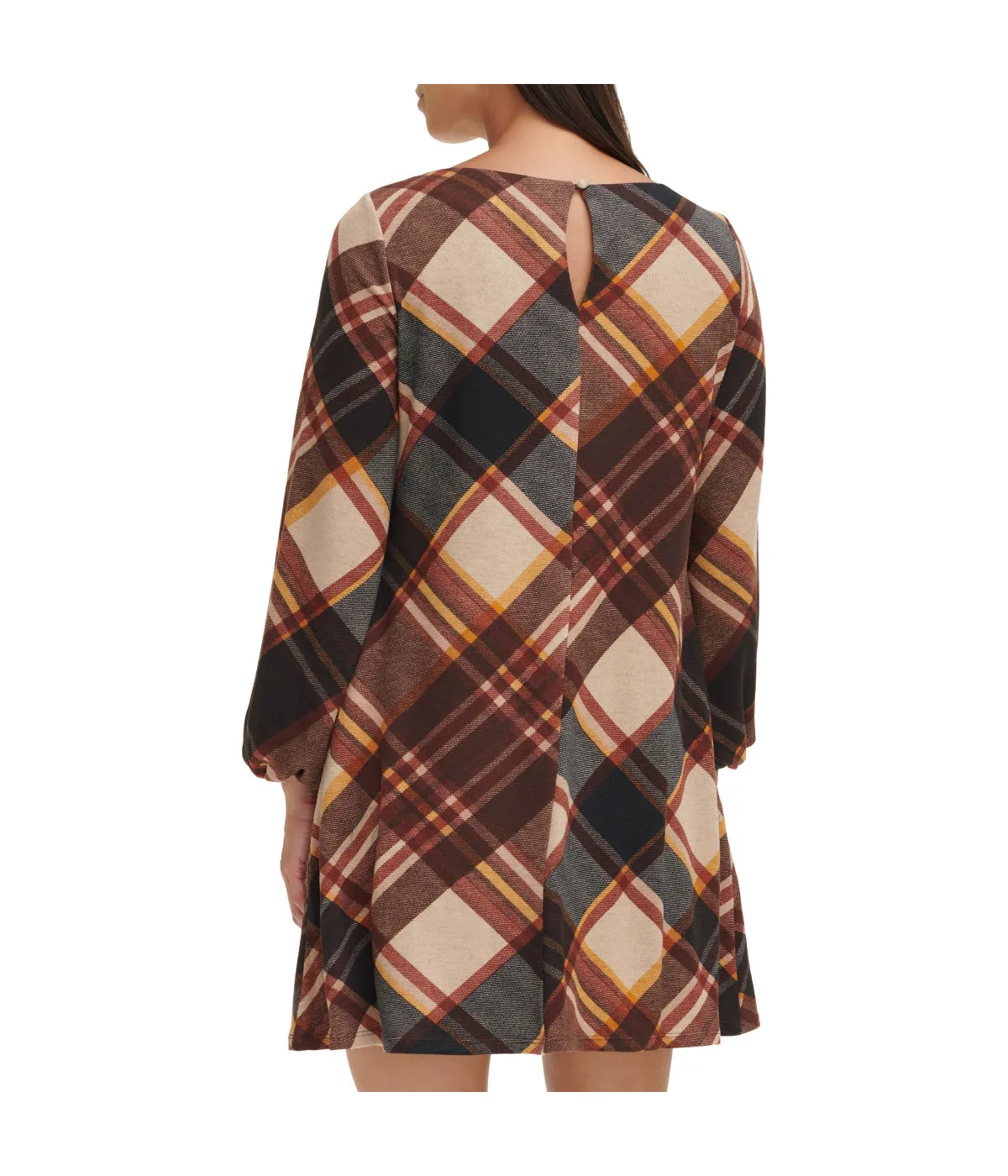 Final Few 1Pc Puff Sleeve Trap Knit Melange Plaid Rust  Ends Soon!