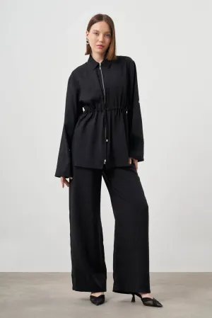 Flash Sale Mizalle Cinched Waist Shirt Jacket Black Apparel  Going Fast!