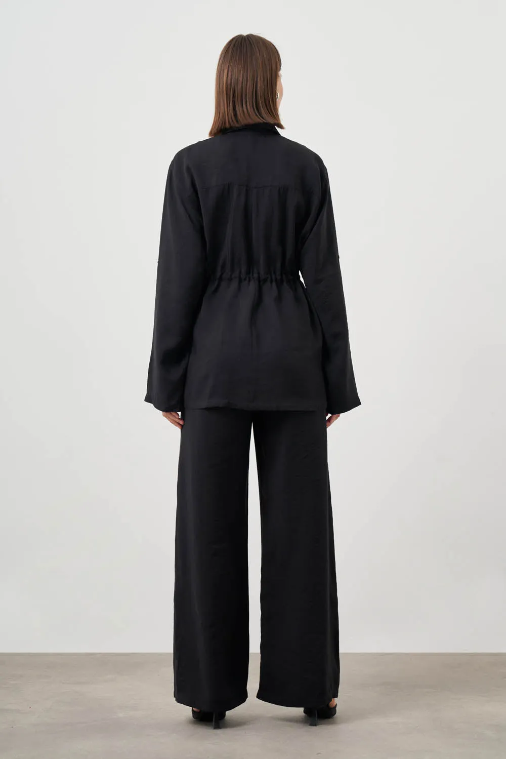 Flash Sale Mizalle Cinched Waist Shirt Jacket Black Apparel  Going Fast!