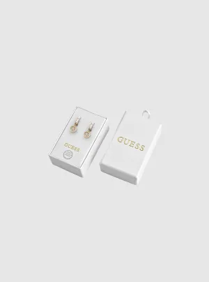Gold Circle Shape Logo Earrings Guess