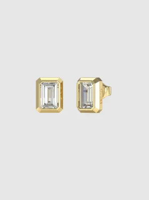 Gold Crystal Octagon Stud Earrings Guess