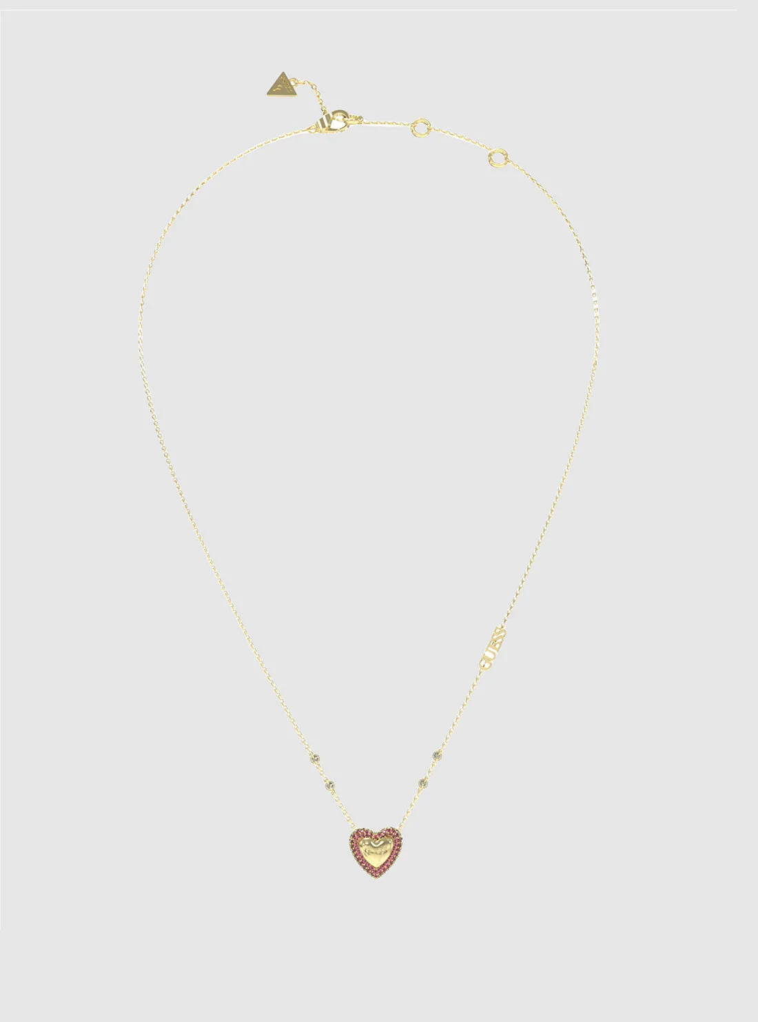 Gold Pink Pave Heart Necklace Guess