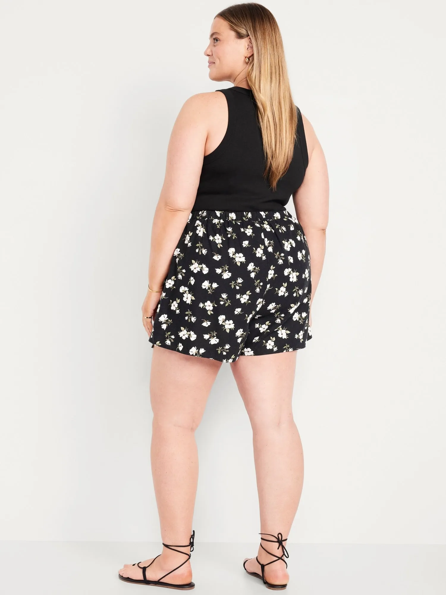 High-Waisted Linen-Blend Mini Skort
