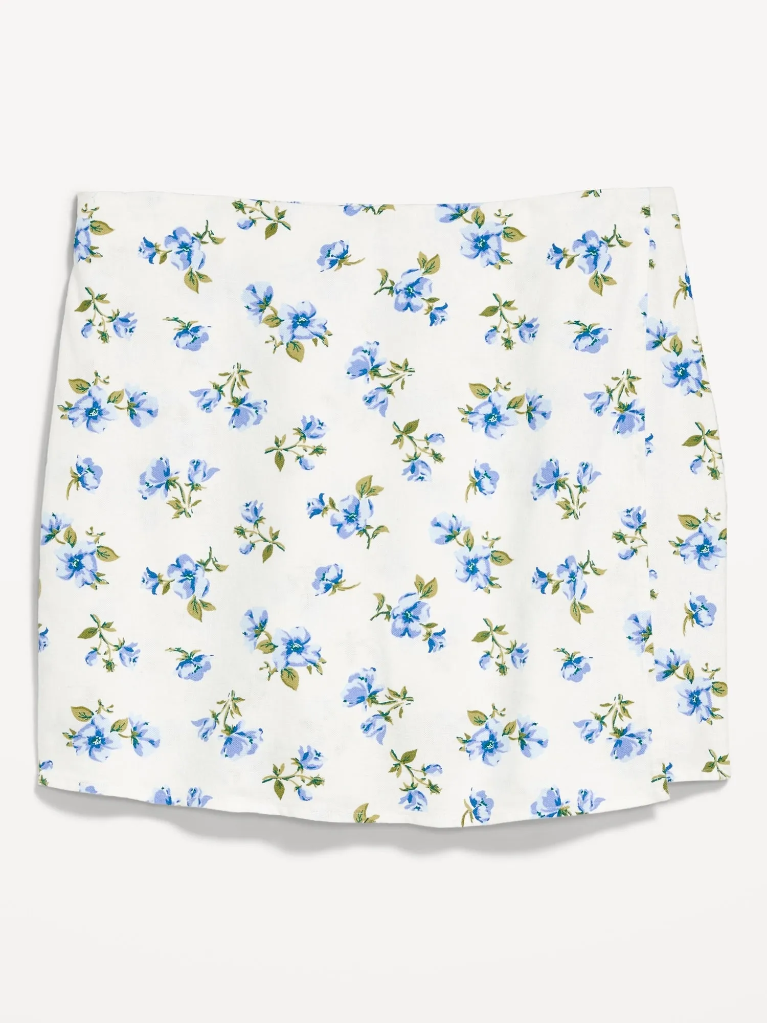 High-Waisted Linen-Blend Mini Skort