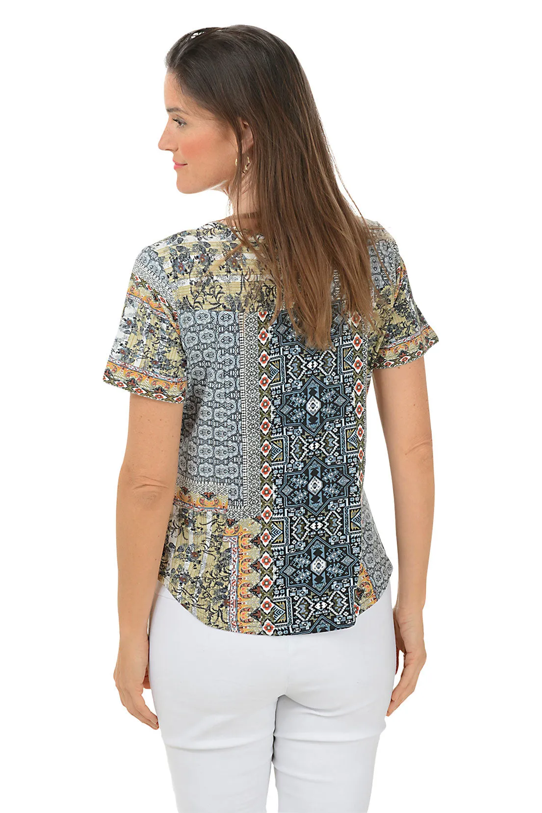 Hilary Offset Button Front Pocket Tee