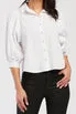 Hot Deal Teegan 3/4 Puff Sleeve Pearl Button Down Top Shirred Shoulder Top  Today Only!
