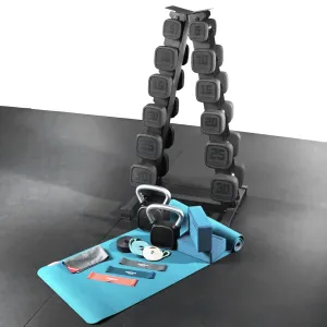 IFIT 5-30 URETHANE DUMBBELL SET WITH ACCESSORIES AND RACK