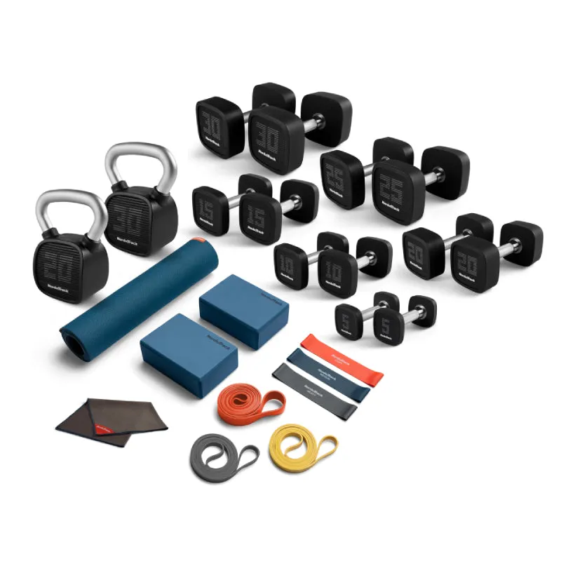 IFIT 5-30 URETHANE DUMBBELL SET WITH ACCESSORIES AND RACK