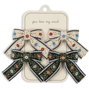 Konges Sljd Beige/Black 4 Pack Bow Hair Clips
