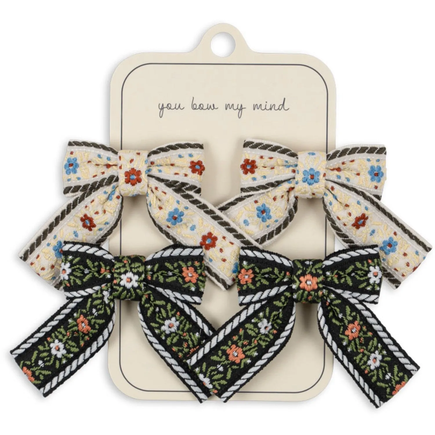 Konges Sljd Beige/Black 4 Pack Bow Hair Clips