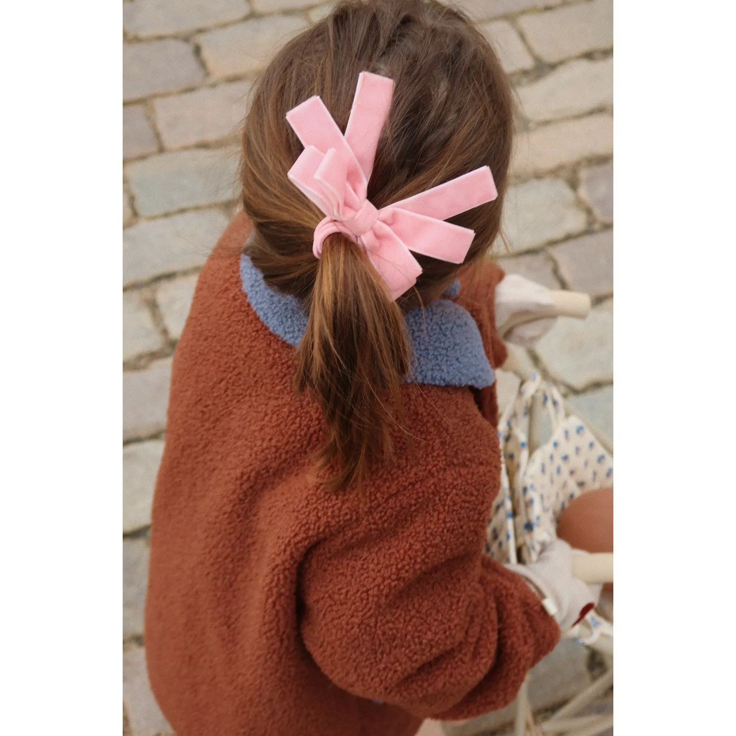 Konges Sljd Peony Pink 2 Pack Velvet Double Bow Elastic