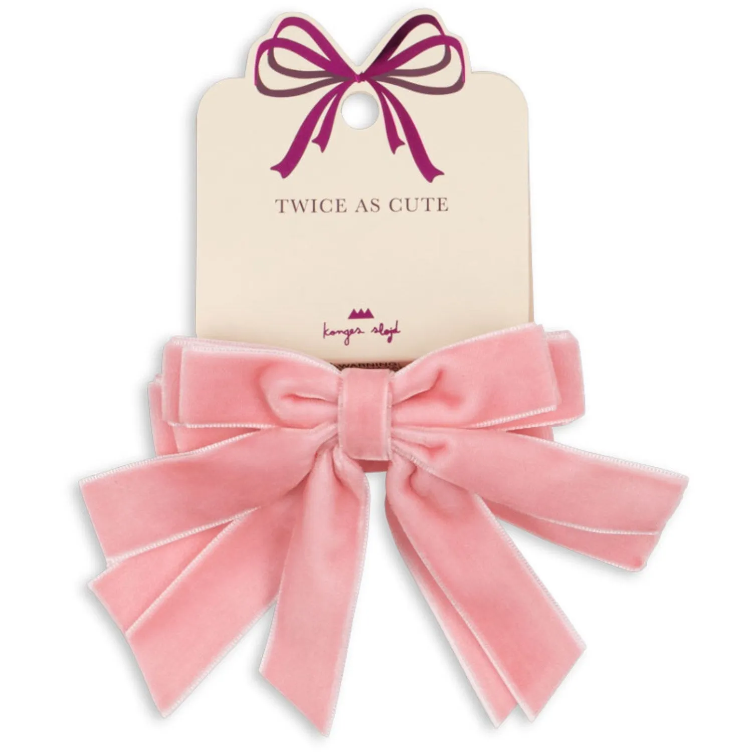 Konges Sljd Peony Pink 2 Pack Velvet Double Bow Elastic