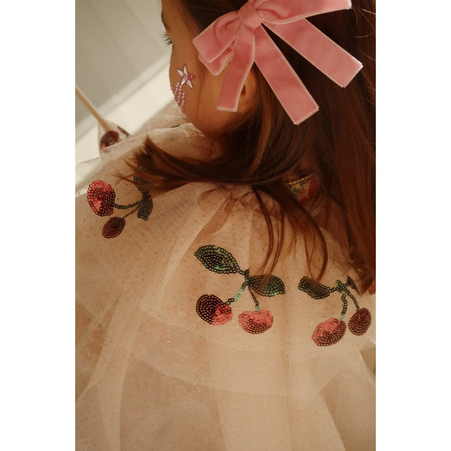 Konges Sljd Peony Pink 2 Pack Velvet Double Bow Elastic
