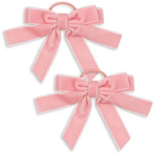 Konges Sljd Peony Pink 2 Pack Velvet Double Bow Elastic