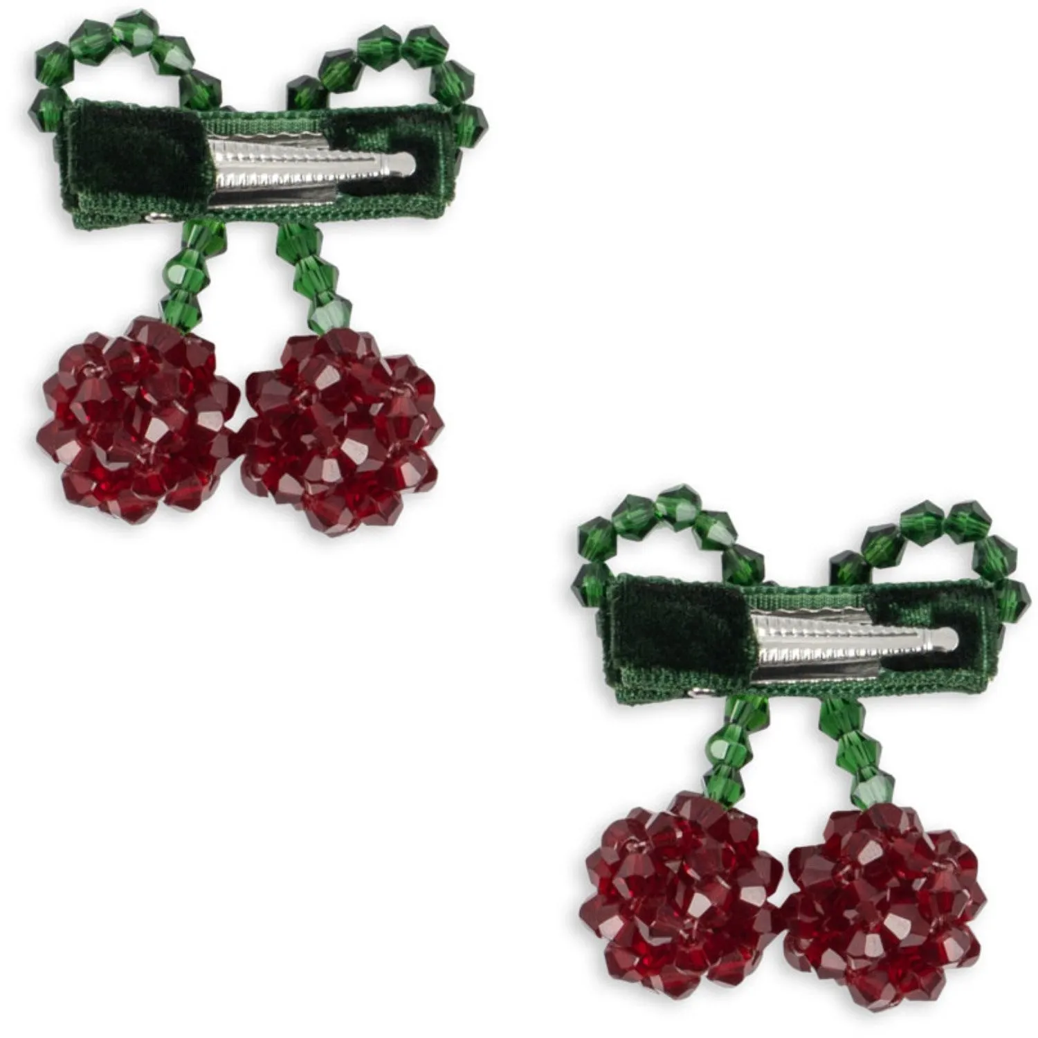 Konges Sljd Red/Glitter 2 Pack Cherry Hair Clip