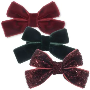 Konges Sljd Red/Glitter/Green 6 Pack Micki Bow Hair Clips