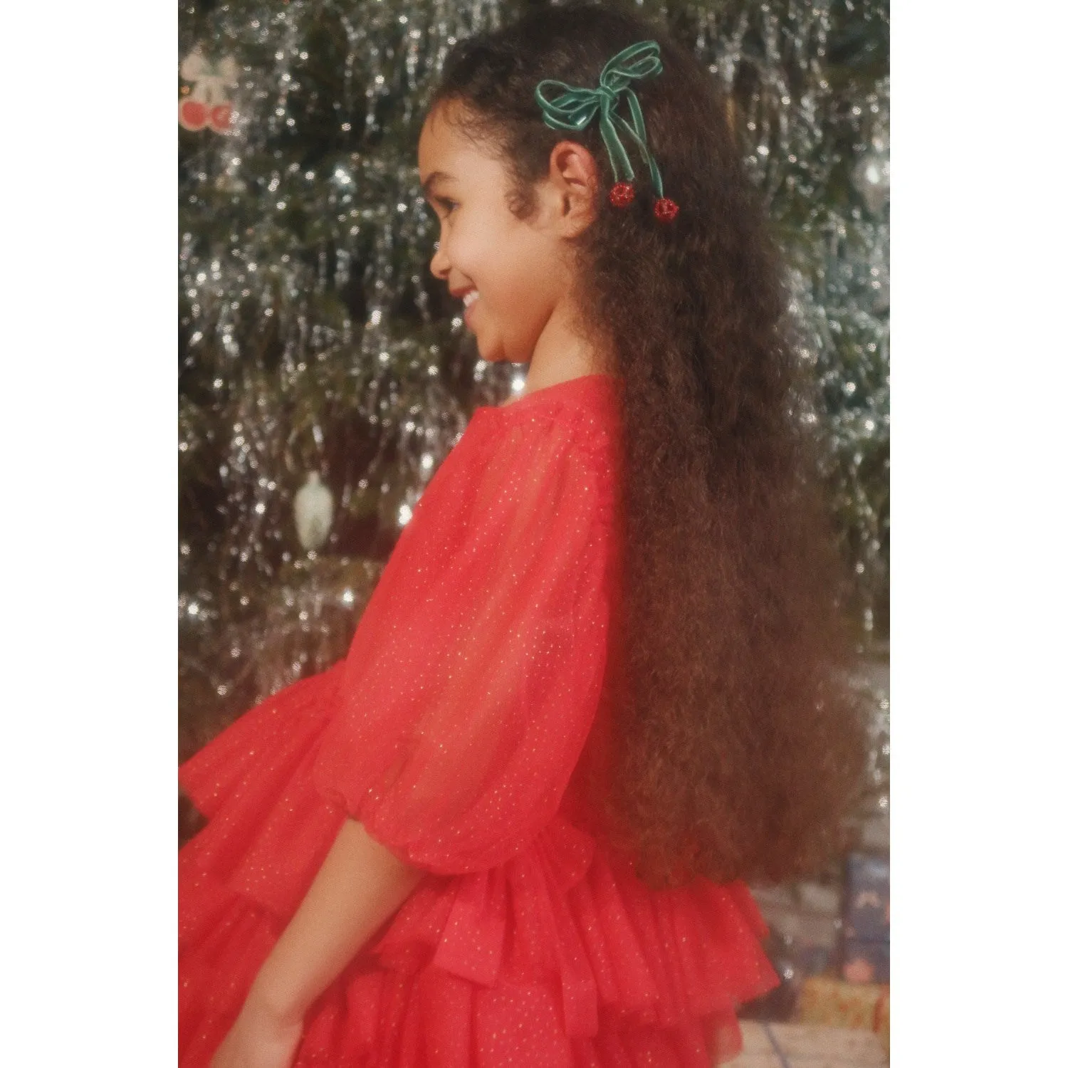 Konges Sljd Smoke Pine 2 Pack Cherry Bow Hair Clips