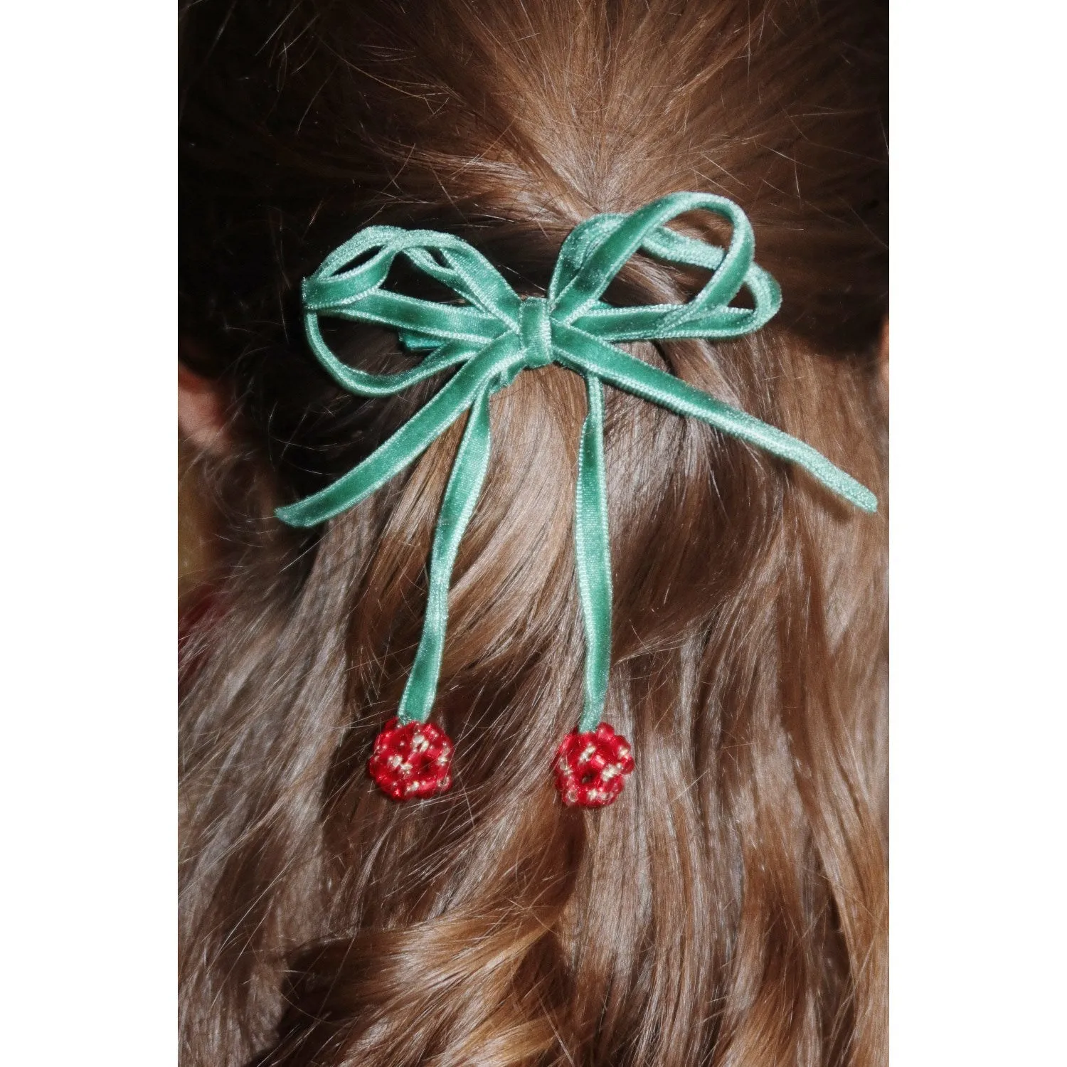 Konges Sljd Smoke Pine 2 Pack Cherry Bow Hair Clips