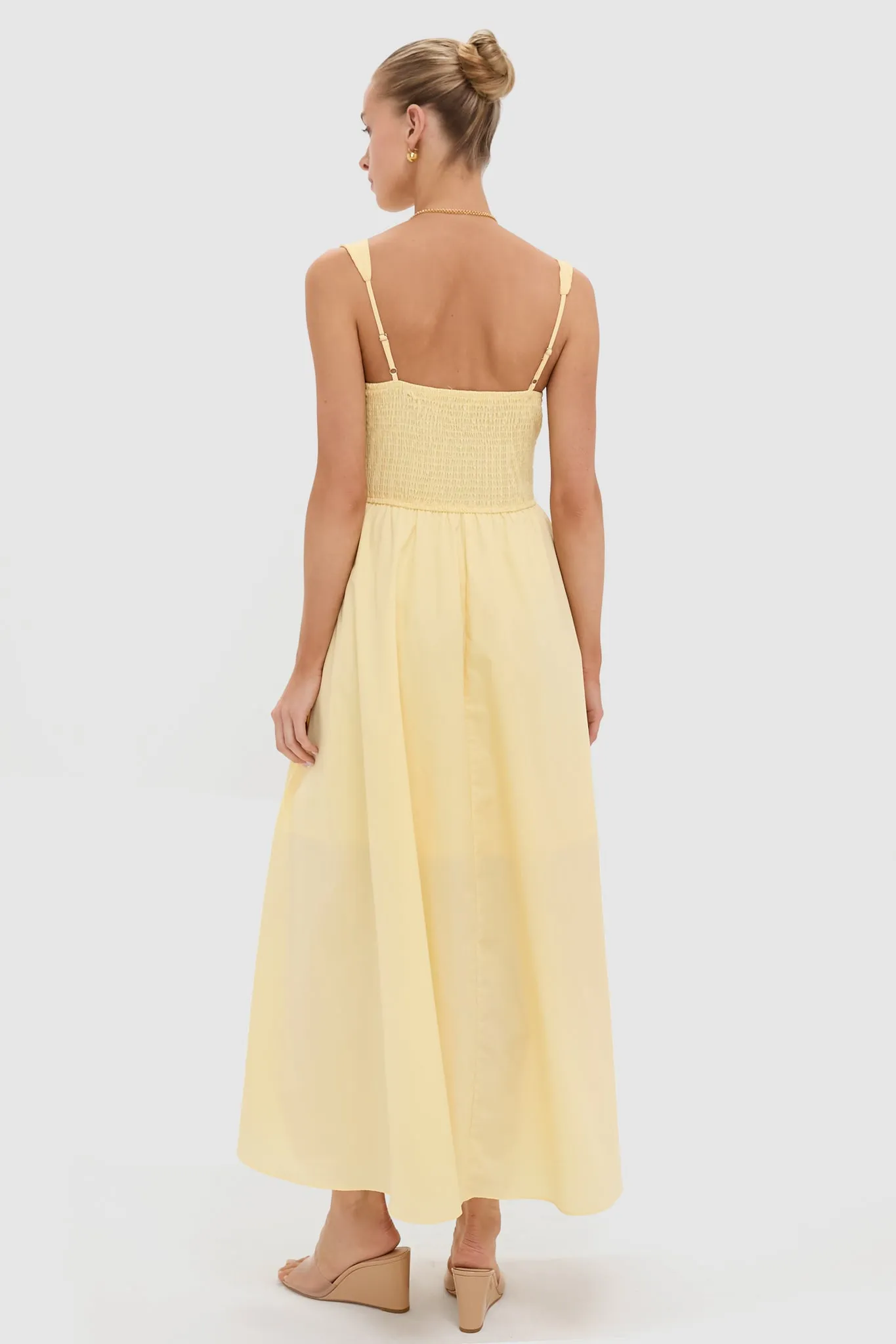 Light Yellow V-Neck Maxi Dress