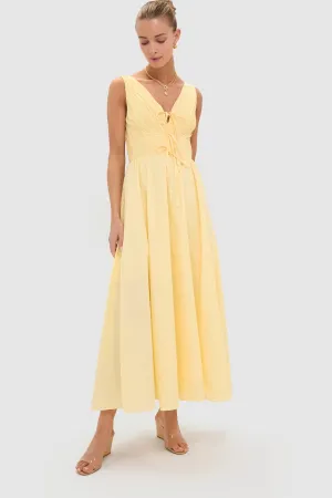 Light Yellow V-Neck Maxi Dress
