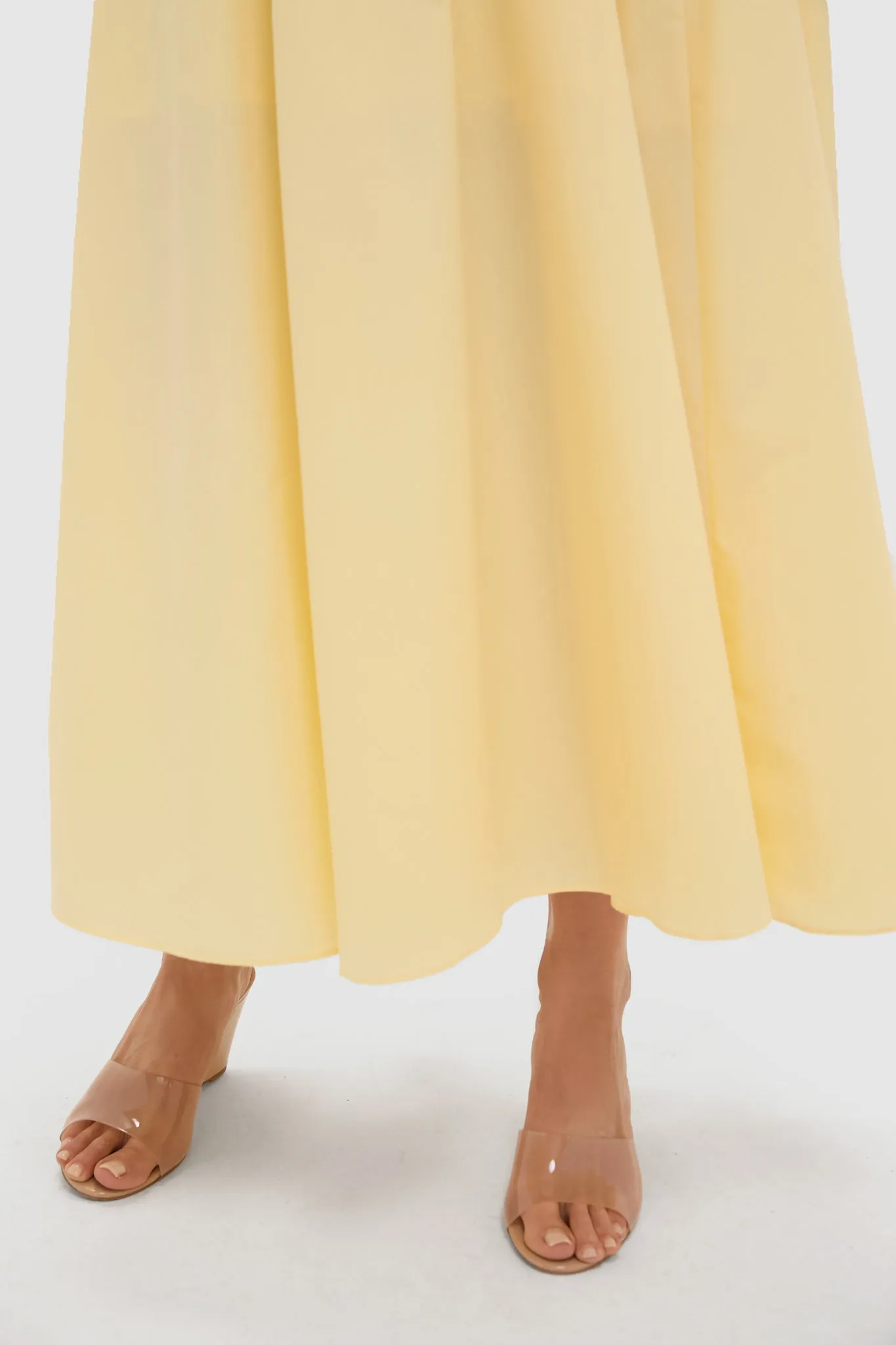 Light Yellow V-Neck Maxi Dress
