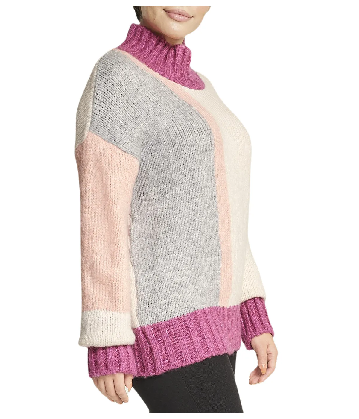 Luxury Feel Color Block Tunic Sweater  Last Chance!