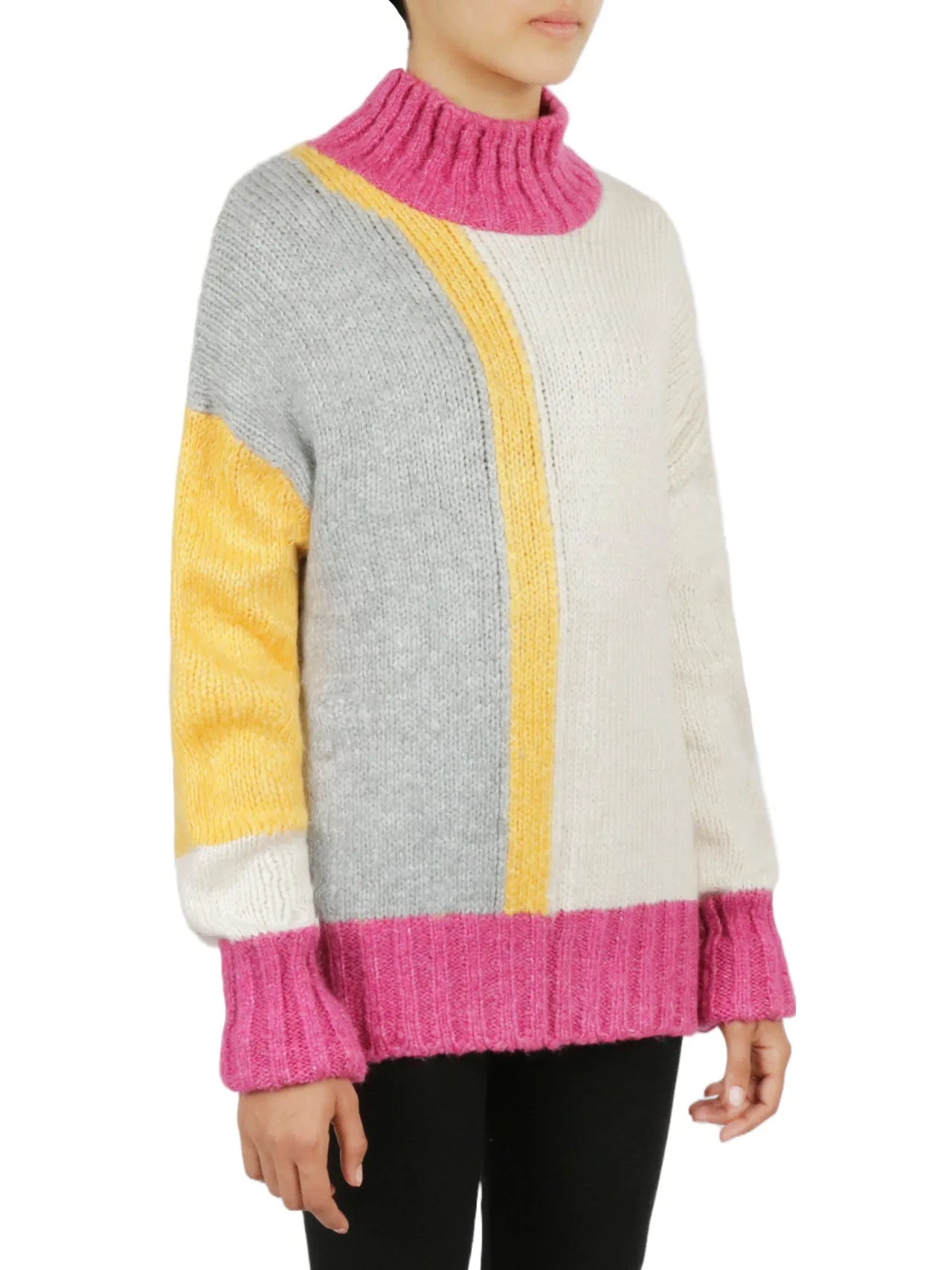 Luxury Feel Color Block Tunic Sweater  Last Chance!
