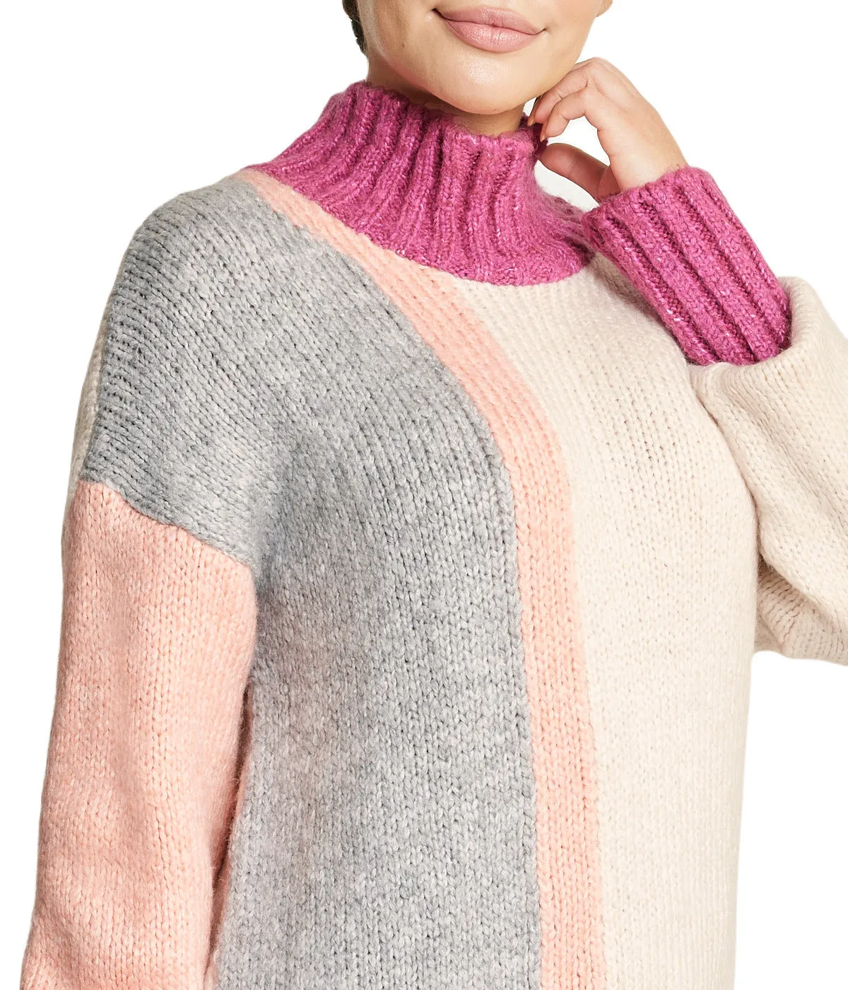 Luxury Feel Color Block Tunic Sweater  Last Chance!