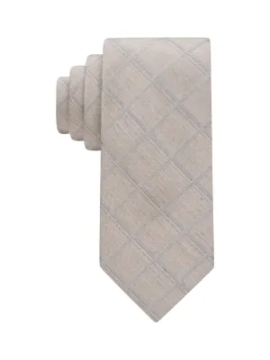Men's Heather Windowpane Grid Tie,Beige