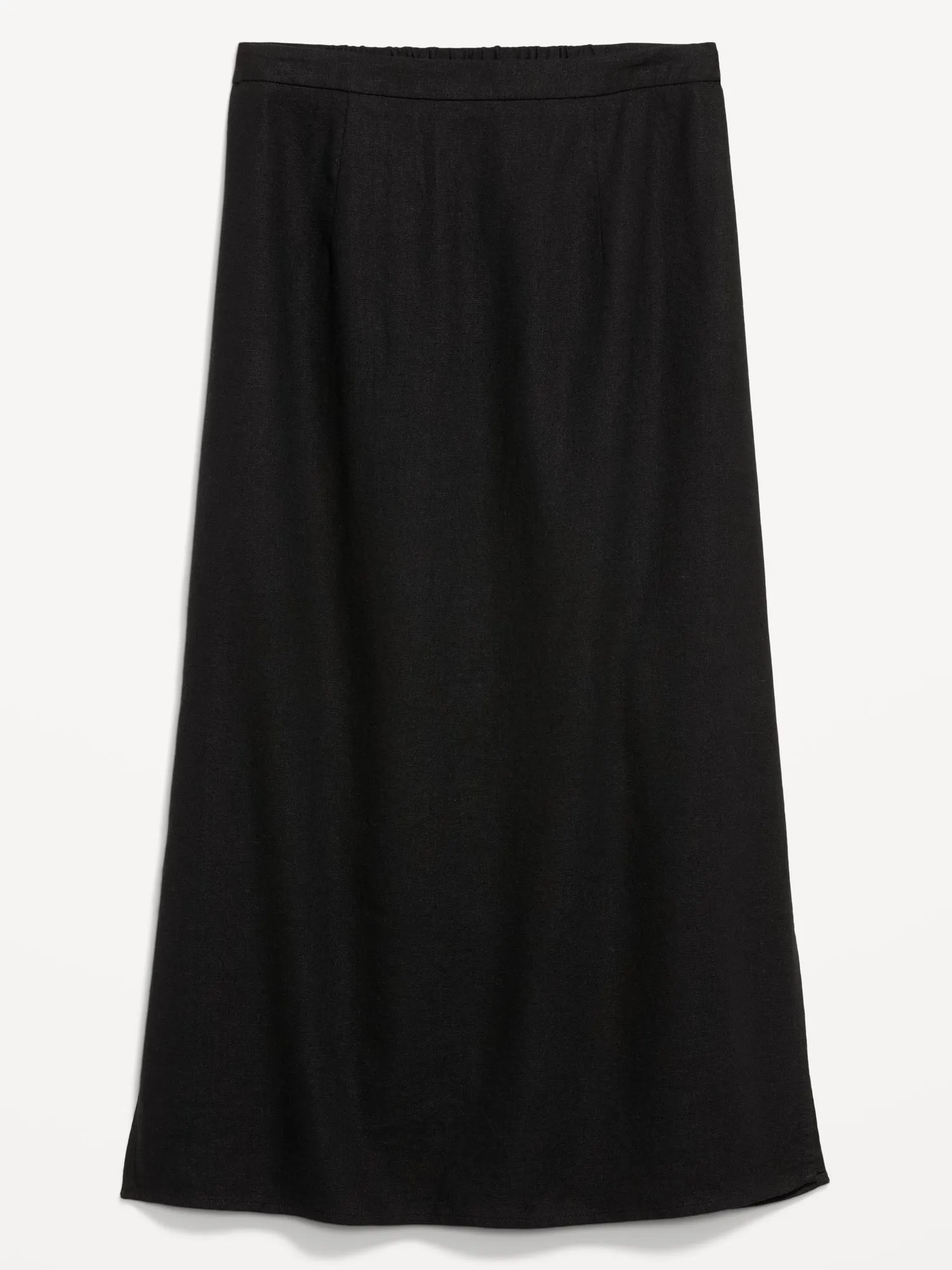 Mid-Rise Linen-Blend Midi Skirt